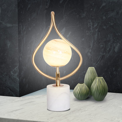 Sarantino Sculptural Orange Glass Table Lamp with White Marble Base