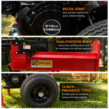 Ducar 32T Petrol Log Splitter with 212cc OHV Engine 8.5s Cycle Time