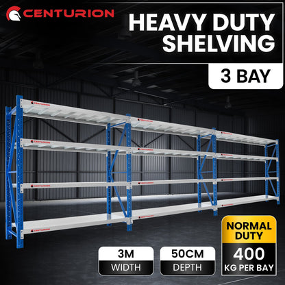 Centurion Standard 3 Bay Heavy-Duty All Steel Shelving 2.4m 1200kg Rack