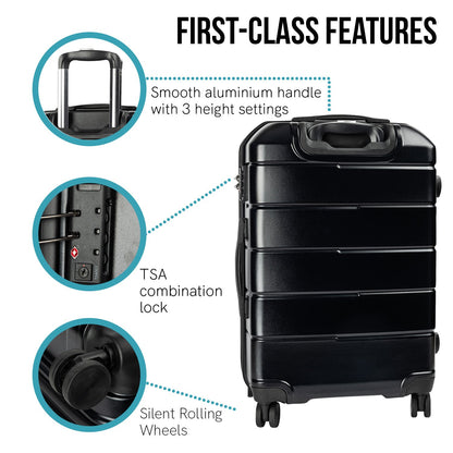 Olympus 3PC Artemis Luggage Set Hard Shell Suitcase ABS+PC  Jet Black
