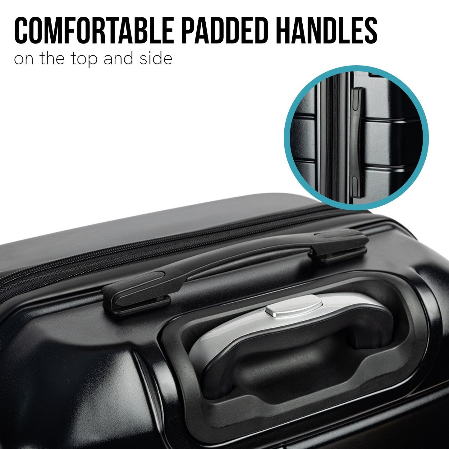 Olympus 3PC Artemis Luggage Set Hard Shell Suitcase ABS+PC  Jet Black