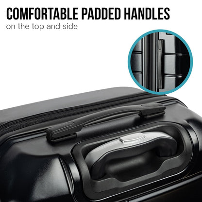 Olympus 3PC Artemis Luggage Set Hard Shell Suitcase ABS+PC  Jet Black