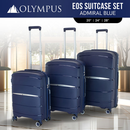 Olympus 3PC Eos Luggage Set ABS+PC Hard Shell Trolley Suitcase - Blue