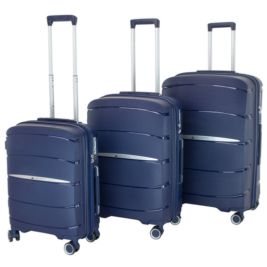 Olympus 3PC Eos Luggage Set ABS+PC Hard Shell Trolley Suitcase - Blue