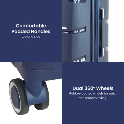 Olympus 3PC Eos Luggage Set ABS+PC Hard Shell Trolley Suitcase - Blue