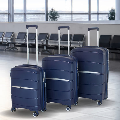 Olympus 3PC Eos Luggage Set ABS+PC Hard Shell Trolley Suitcase - Blue