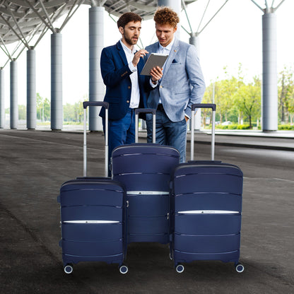 Olympus 3PC Eos Luggage Set ABS+PC Hard Shell Trolley Suitcase - Blue