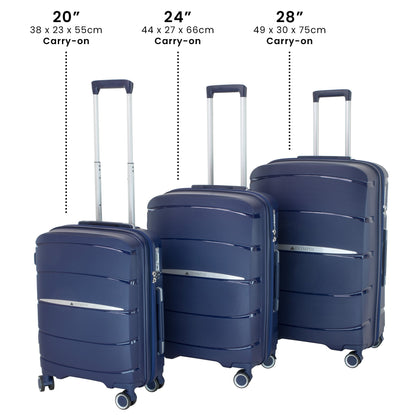 Olympus 3PC Eos Luggage Set ABS+PC Hard Shell Trolley Suitcase - Blue