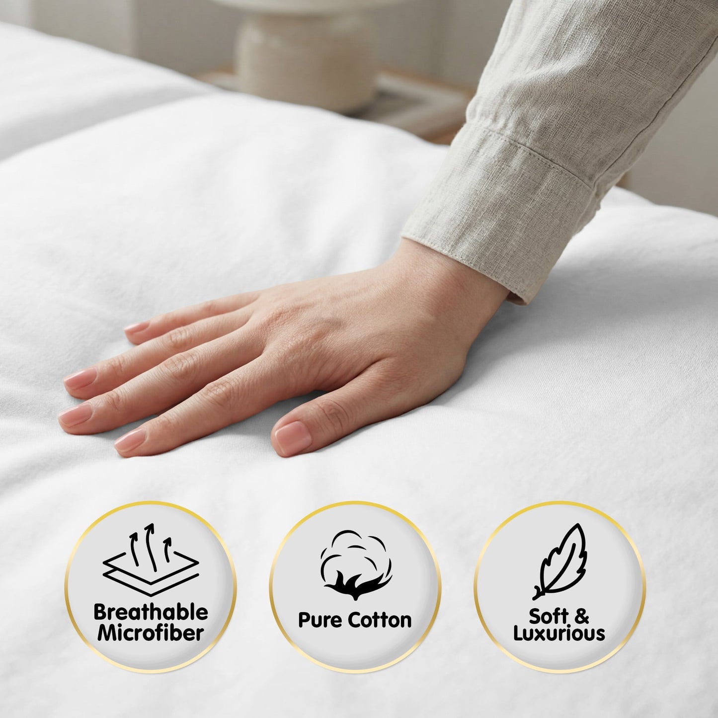 750 Thread Count Pure Cotton Queen Bed Sheet Set 4 Piece Gift Pack - White