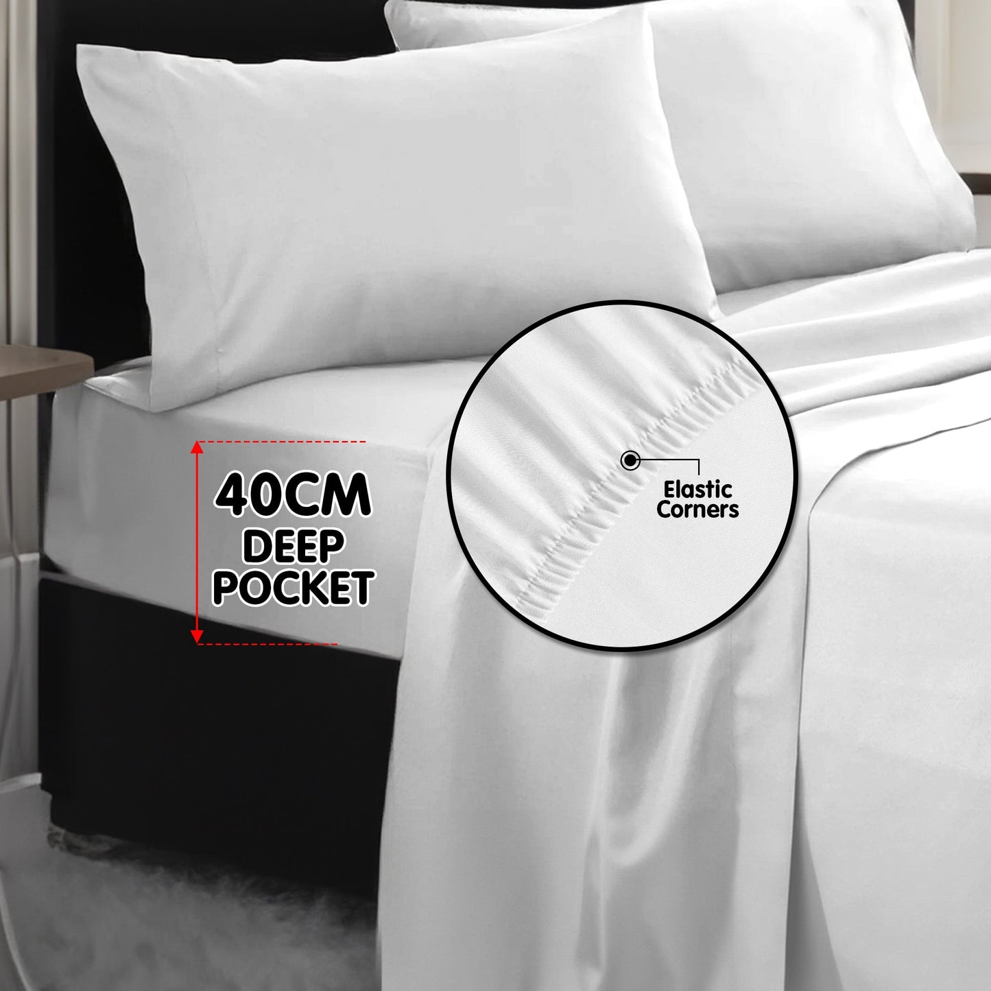 750 Thread Count Pure Cotton Queen Bed Sheet Set 4 Piece Gift Pack - White
