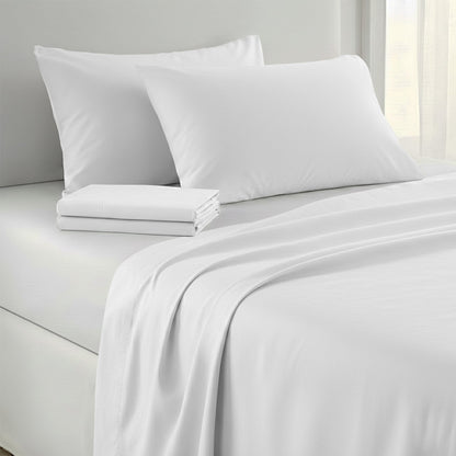 750 Thread Count Pure Cotton Queen Bed Sheet Set 4 Piece Gift Pack - White
