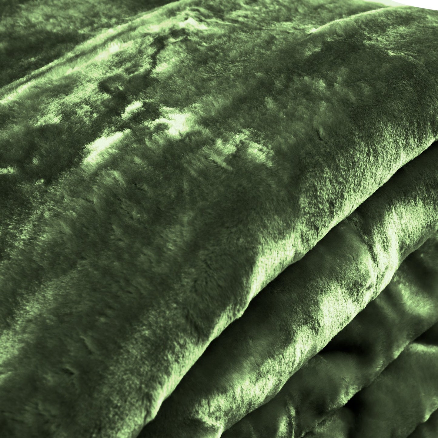 Laura Hill 600GSM Double-Sided Queen Size Faux Mink Blanket - Green