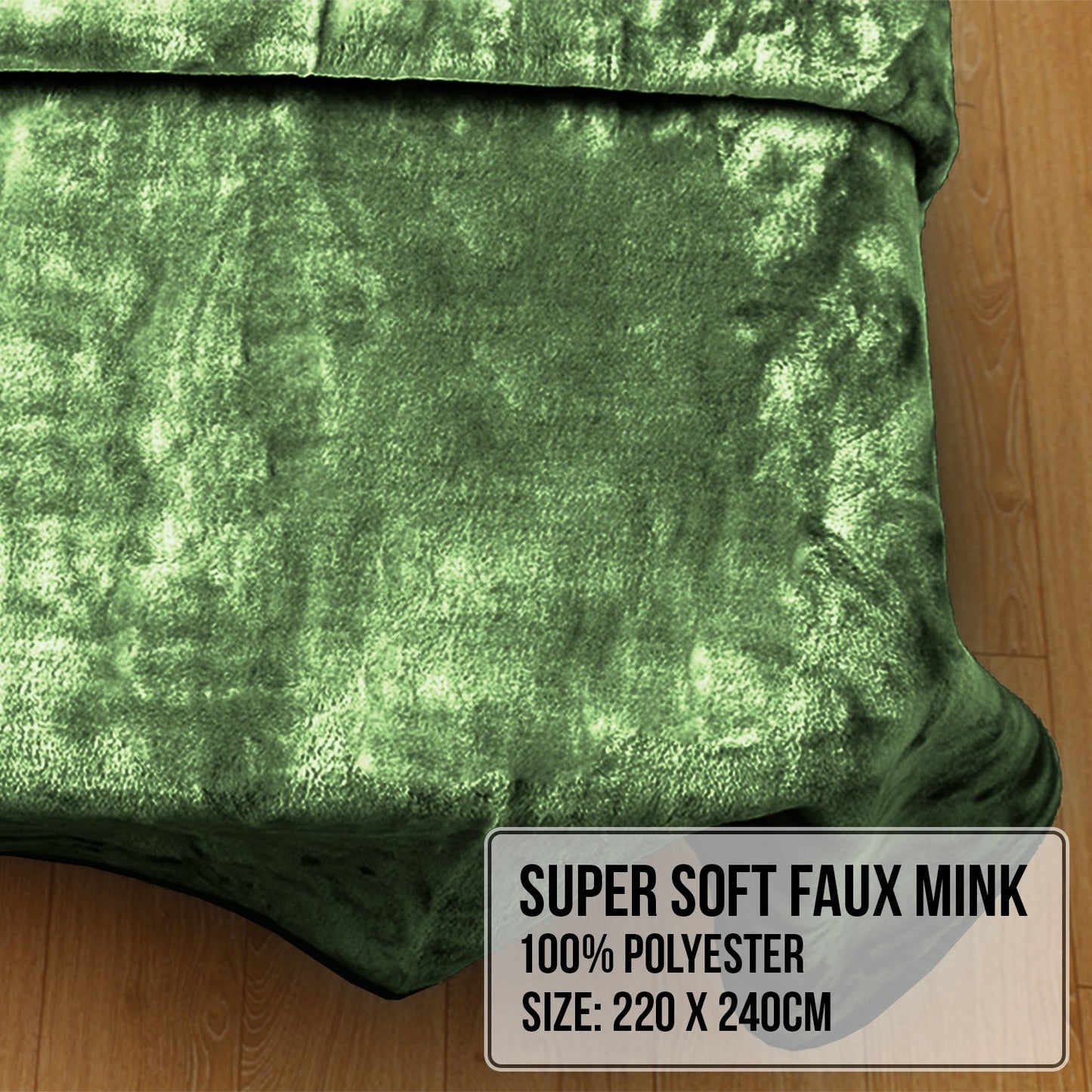 Laura Hill 600GSM Double-Sided Queen Size Faux Mink Blanket - Green