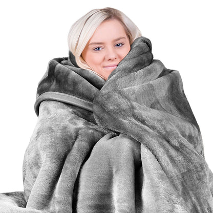 Laura Hill 800-GSM Mink Blanket Queen Size Double-Sided Soft Plush Bed Faux Throw Rug Silver