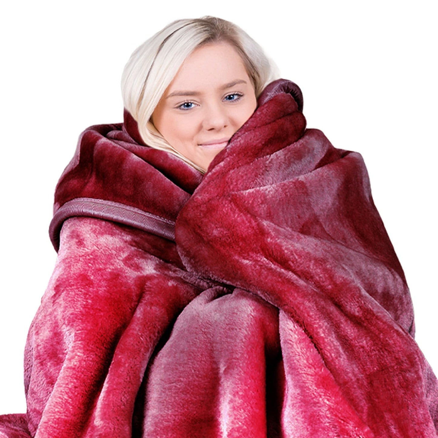 Laura Hill 800-GSM Mink Blanket Queen Size Double-Sided Soft Plush Bed Faux Throw Rug Red