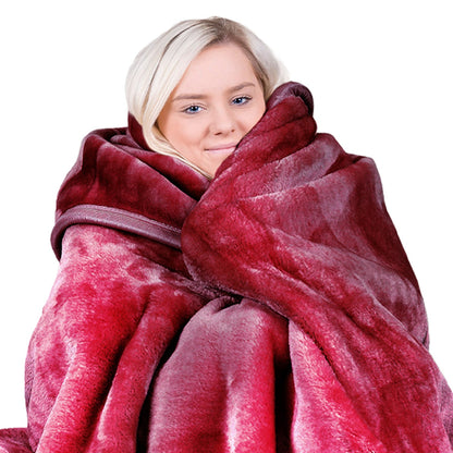 Laura Hill 800-GSM Mink Blanket Queen Size Double-Sided Soft Plush Bed Faux Throw Rug Red