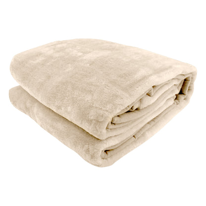 Laura Hill 800-GSM Mink Blanket Queen Size Double-Sided Soft Plush Bed Faux Throw Rug Beige