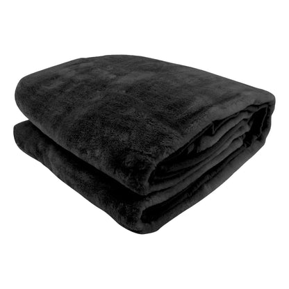 Laura Hill 800-GSM Mink Blanket Queen Size Double-Sided Soft Plush Bed Faux Throw Rug Black