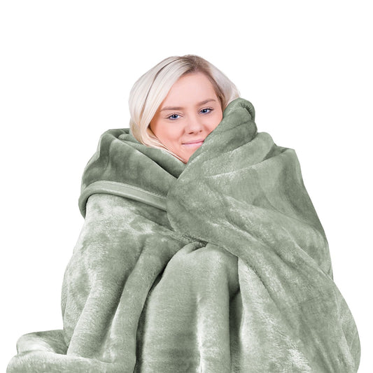 Laura Hill 800-GSM Mink Blanket Queen Size Double-Sided Soft Plush Bed Faux Throw Rug 220 X 240cm Heavy Sage