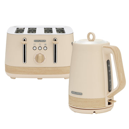 Morphy Richards Essence Scandi Kettle & Toaster Set with 1.7L Kettle 360 Swivel Base Deep Slots & Browning Control