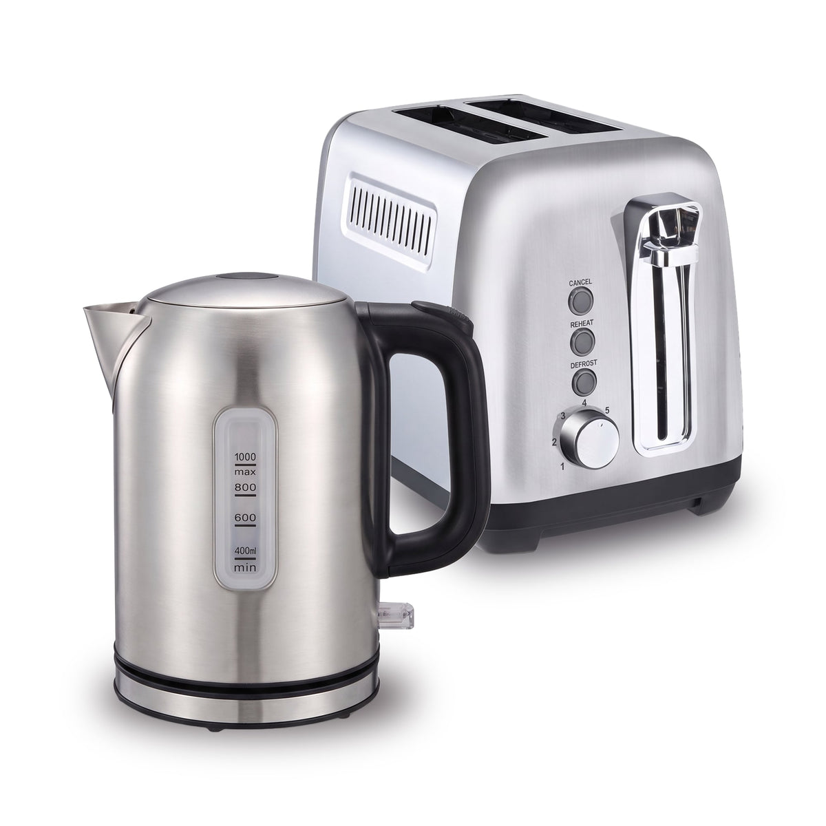 Morphy Richards Equip Kettle and Toaster Set Brushed Stainless Steel 1L Jug Kettle & 2 Slice Toaster Breakfast Bundle
