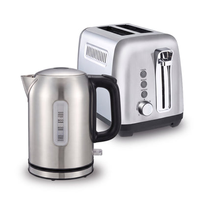 Morphy Richards Equip Kettle and Toaster Set Brushed Stainless Steel 1L Jug Kettle & 2 Slice Toaster Breakfast Bundle