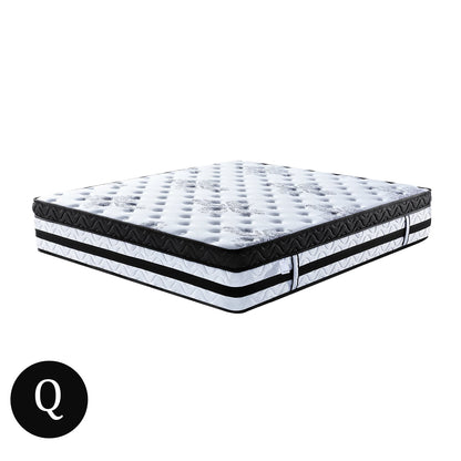Laura Hill Queen Mattress 34cm Luxury Plush Euro Top 5-Zone Pocket Spring High Density Foam Bed
