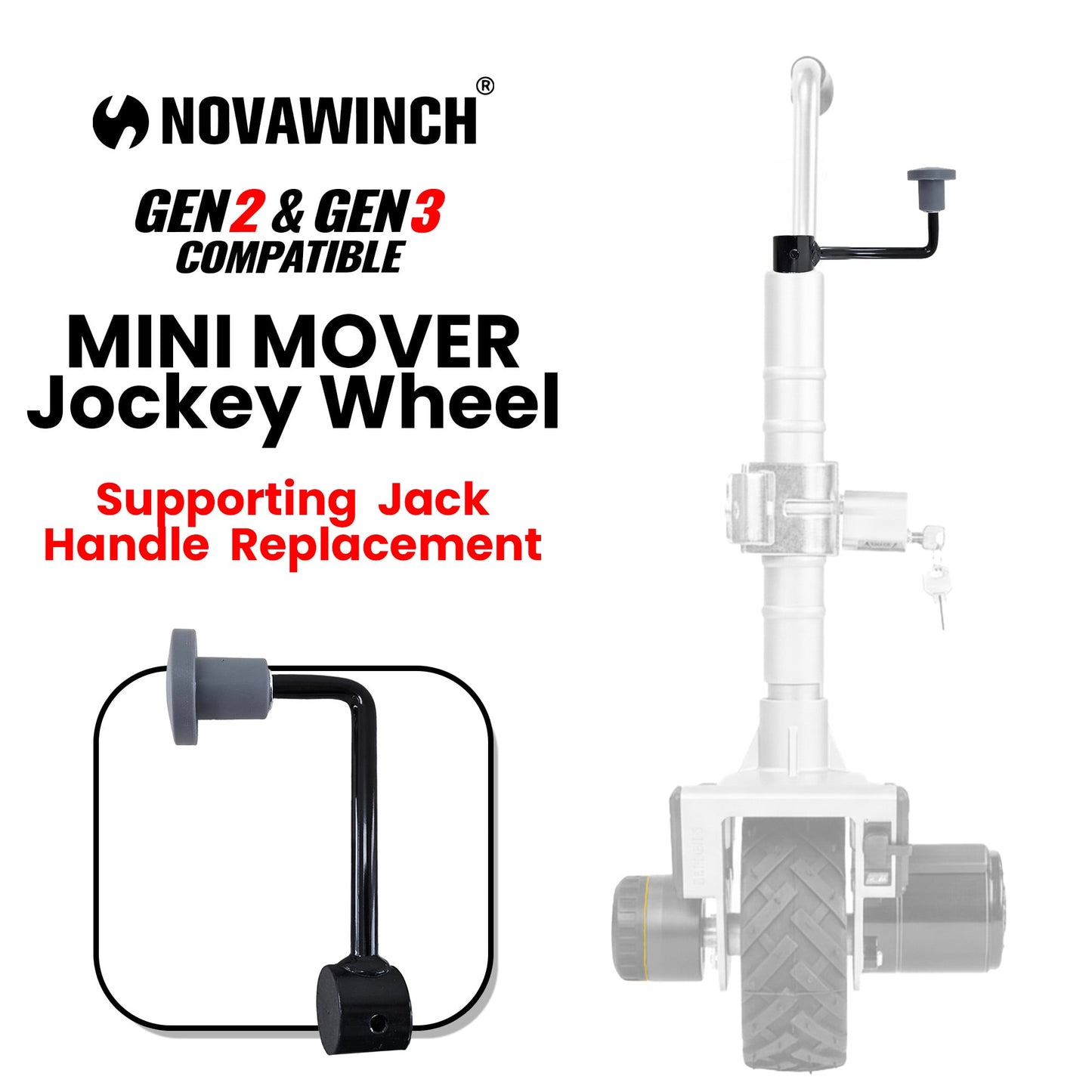 Mini Mover Gen 2 & Gen 3 Supporting Jack Handle Replacement Caravan Jockey Wheel