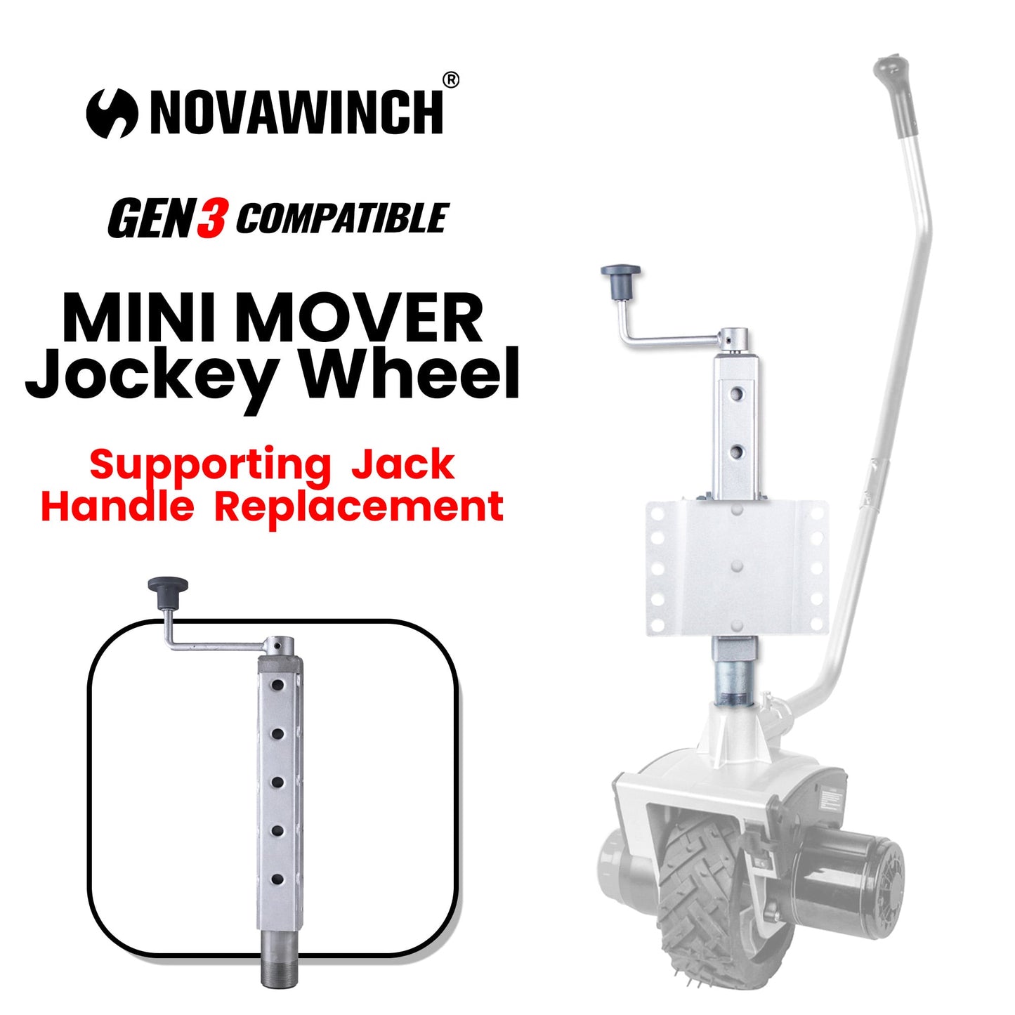 Mini Mover Supporting Jack Handle Replacement for Gen 3 Caravan Jockey Wheel