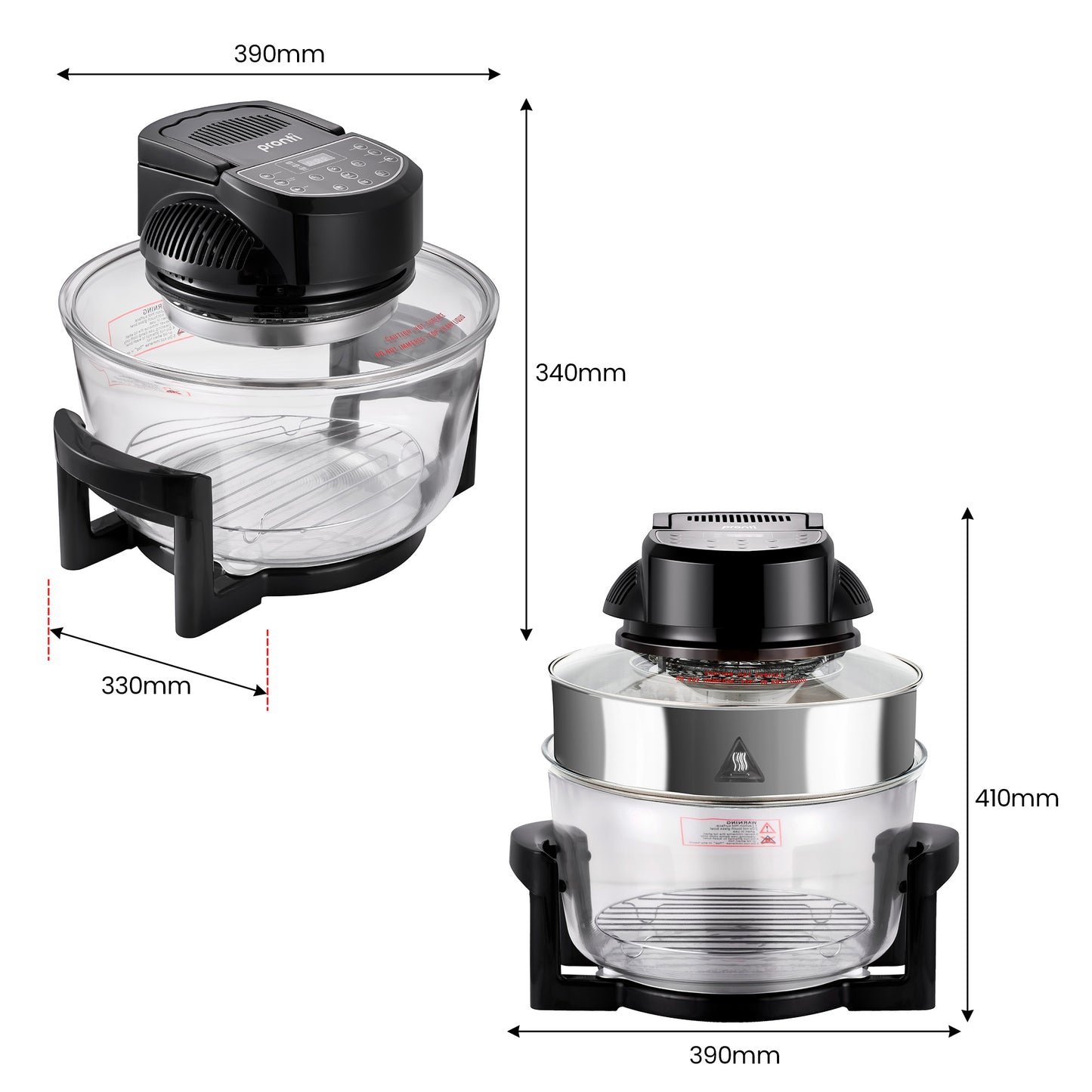 Pronti 17L Digital Family Turbo Convection Oven Broiler Cooker - Black