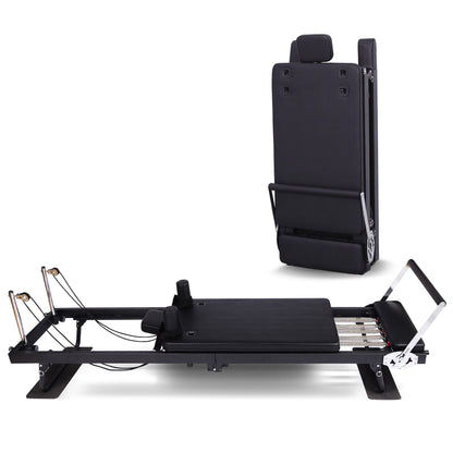 Powertrain Aria Pilates Reformer Machine Steel Foldable Home Gym Equipment Exercise Trainer Black