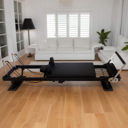 Powertrain Aria Pilates Reformer Machine Steel Foldable Home Gym Equipment Exercise Trainer Black