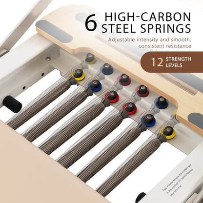Powertrain Velora Pilates Reformer Machine Aluminium Foldable Multifunctional Home Gym Equipment Exercise Trainer Beige