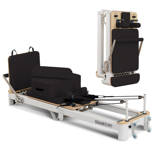 Powertrain Velora Pilates Reformer Machine Aluminium Foldable Multifunctional Home Gym Equipment Exercise Trainer Black