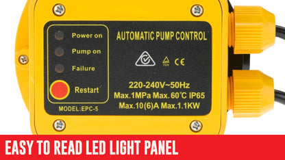 Automatic Water Pump Pressure Controller Switch - Yellow