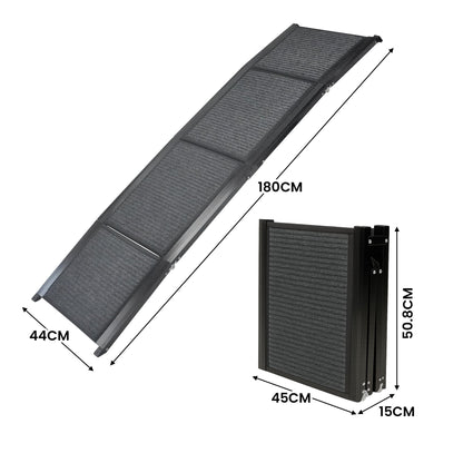 Furtastic Dog Pet Ramp Stairs Car Vehicle Folding Aluminium Cats Non-Slip Felt Safety