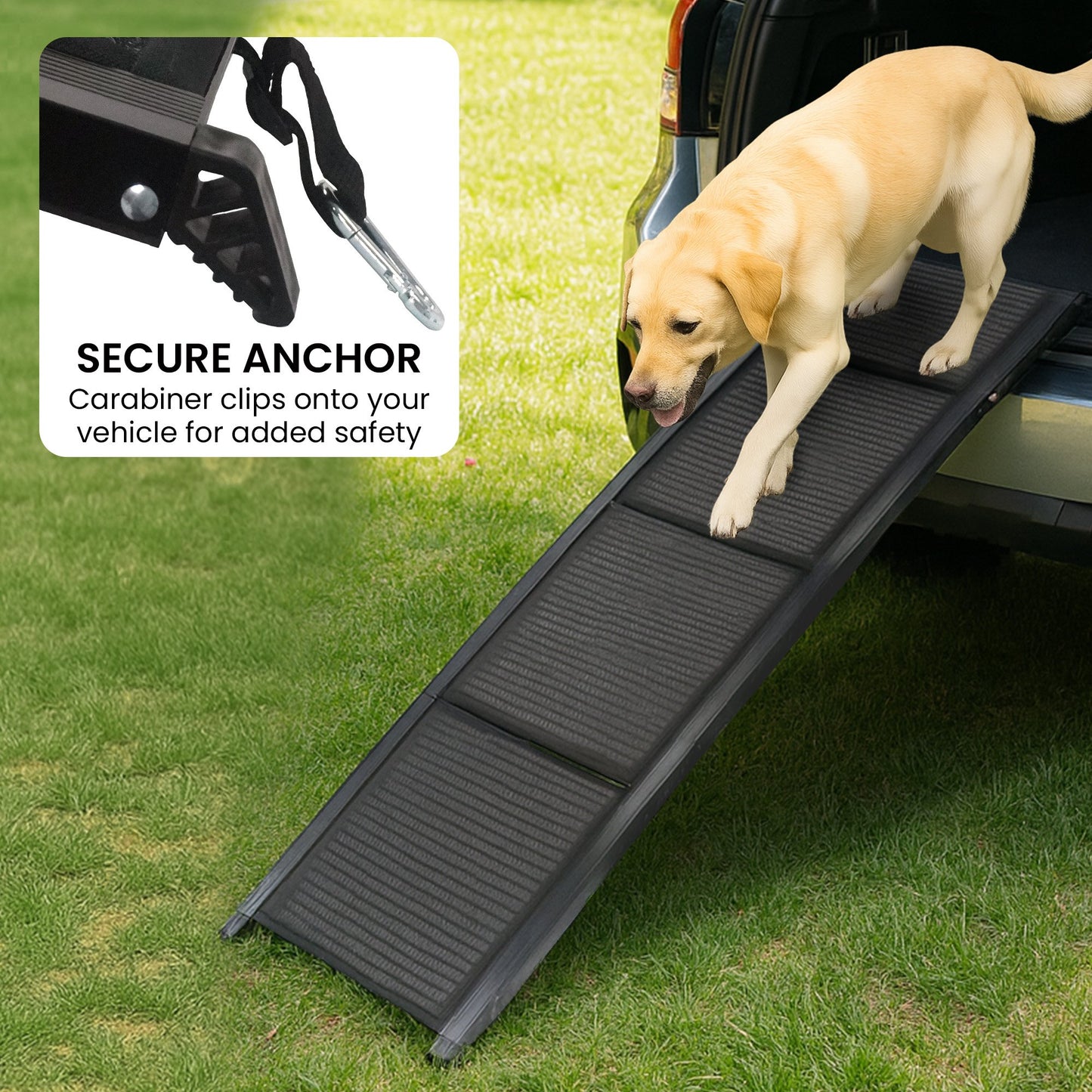 Furtastic Dog Pet Ramp Stairs Car Vehicle Folding Aluminium Cats Non-Slip Felt Safety