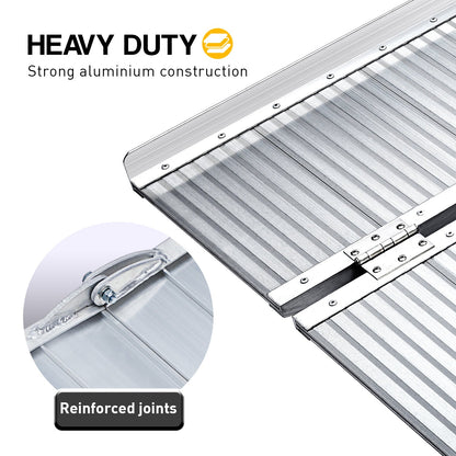 Kartrite 5ft Aluminium Foldable Wheelchair Ramp Non-Slip R02 Silver