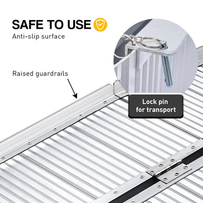 Kartrite 5ft Aluminium Foldable Wheelchair Ramp Non-Slip R02 Silver