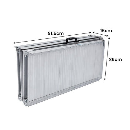 Kartrite 6ft Aluminium Foldable Wheelchair Ramp Non-Slip R02 Silver