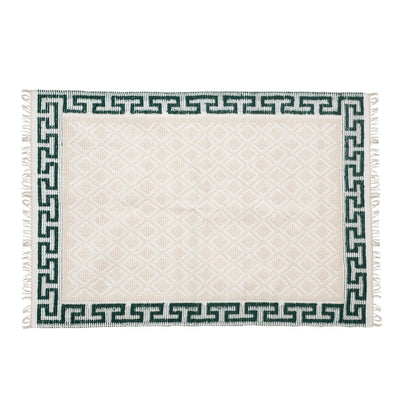 Greek-Inspired Wool Rug 165 Cream and Green