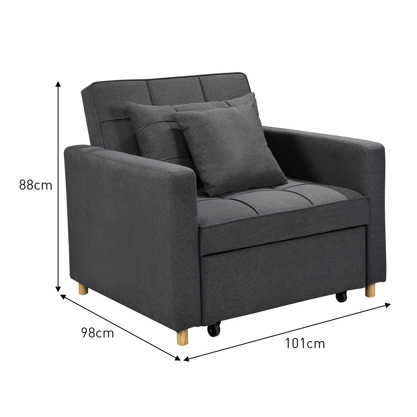 Suri 3-in-1 Convertible Lounge Chair Bed by Sarantino - Dark Grey