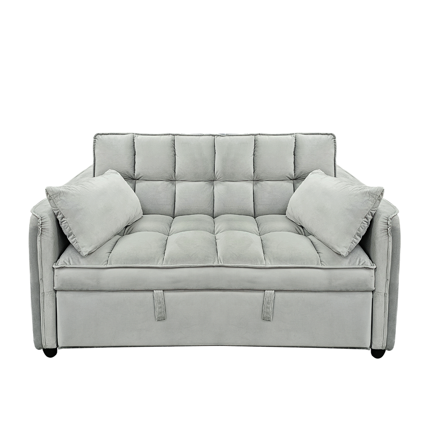 Sarantino Tufted 2-Seater Velvet Sofa Bed - Light Grey