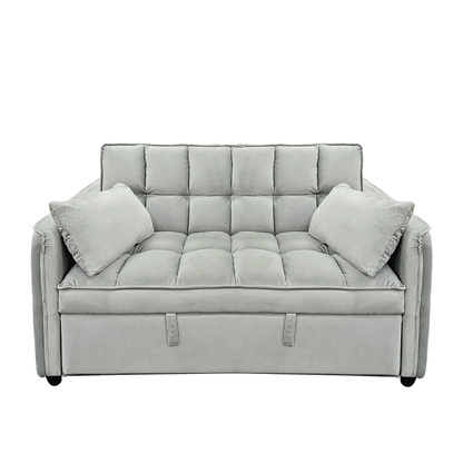 Sarantino Tufted 2-Seater Velvet Sofa Bed - Light Grey