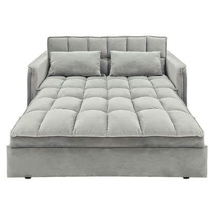 Sarantino Tufted 2-Seater Velvet Sofa Bed - Light Grey