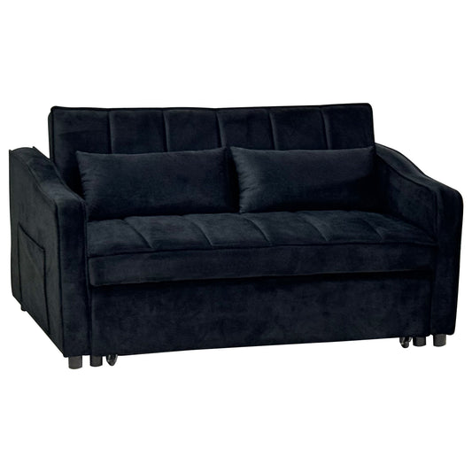 Sarantino Fenton 2-Seater Velvet Sofa Bed in Black
