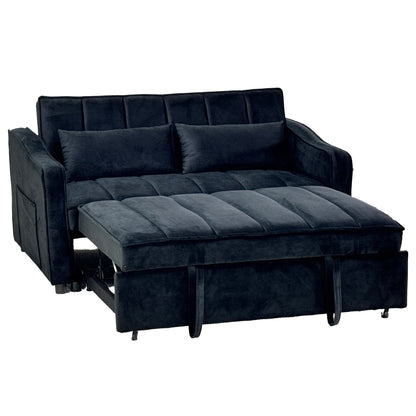 Sarantino Fenton 2-Seater Velvet Sofa Bed in Black