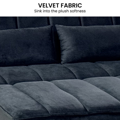 Sarantino Fenton 2-Seater Velvet Sofa Bed in Black
