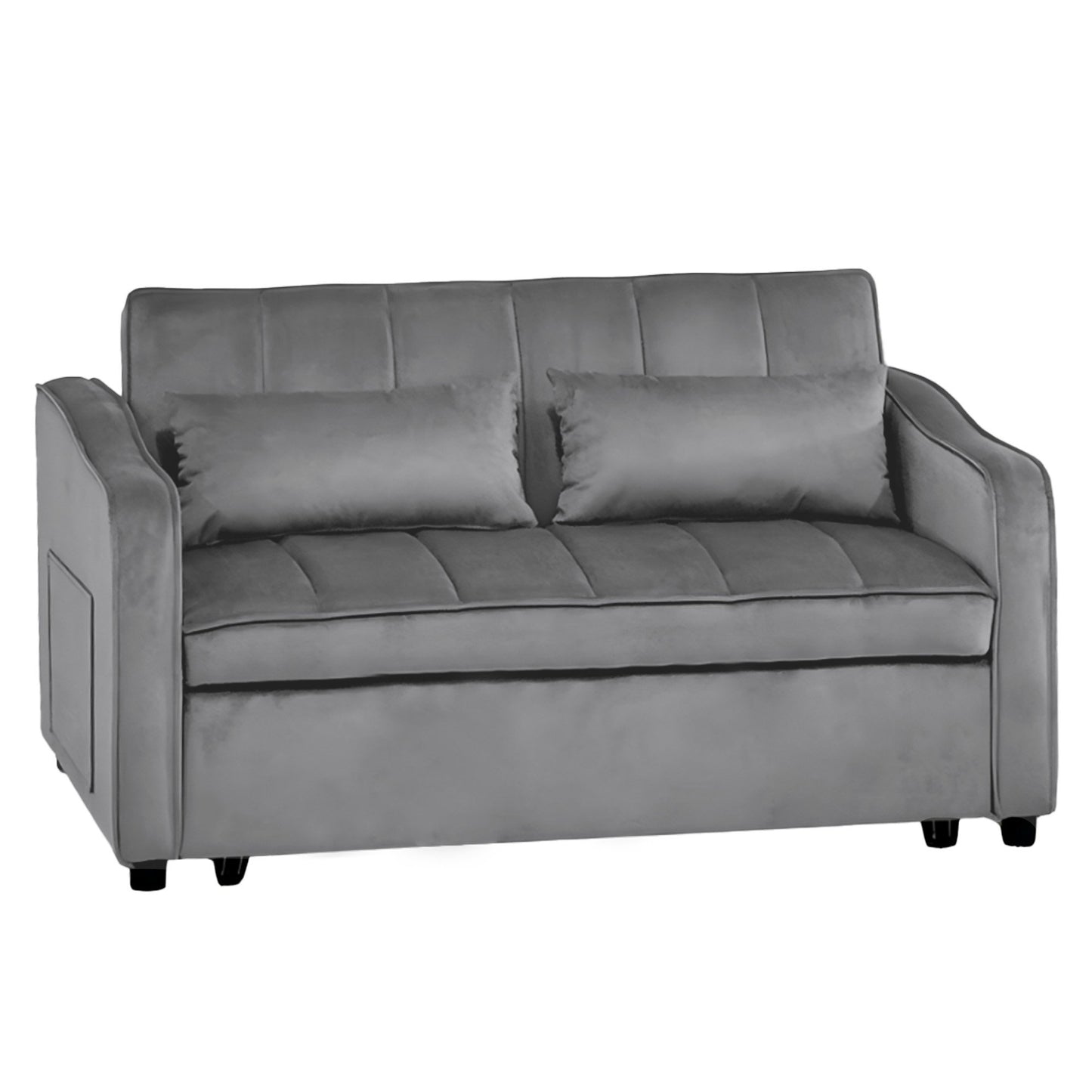 Sarantino Fenton 2-Seater Velvet Sofa Bed in Dark Grey