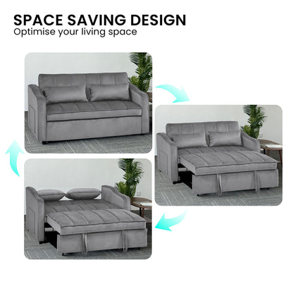 Sarantino Fenton 2-Seater Velvet Sofa Bed in Dark Grey